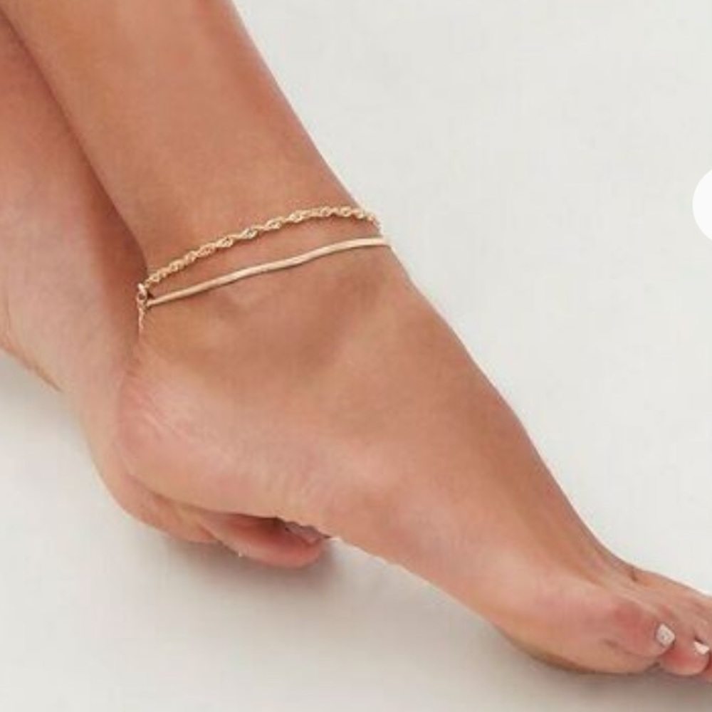 Aqua  18k Gold Plated Rope Chain Anklet- New!